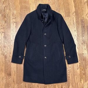 Suitsupply Bergamo Melton Wool Navy Blue Trench Coat Jacket Mens 34